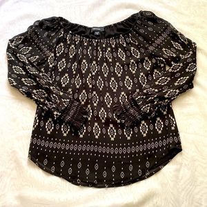 Karen Kane Smocked Top in Geometric Print